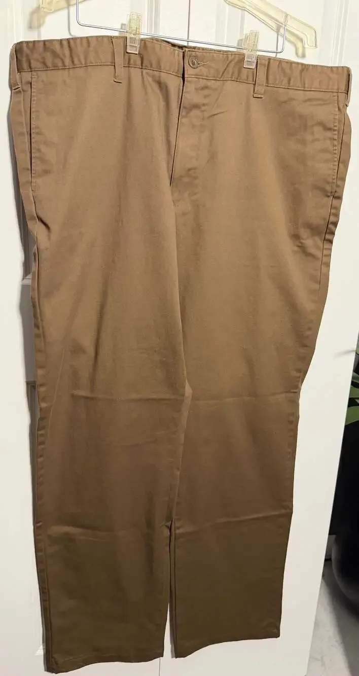 3x Eddie Bauer Men's Classic Fit Khaki Chino Pants Flat Front Cotton 44x36 Tall